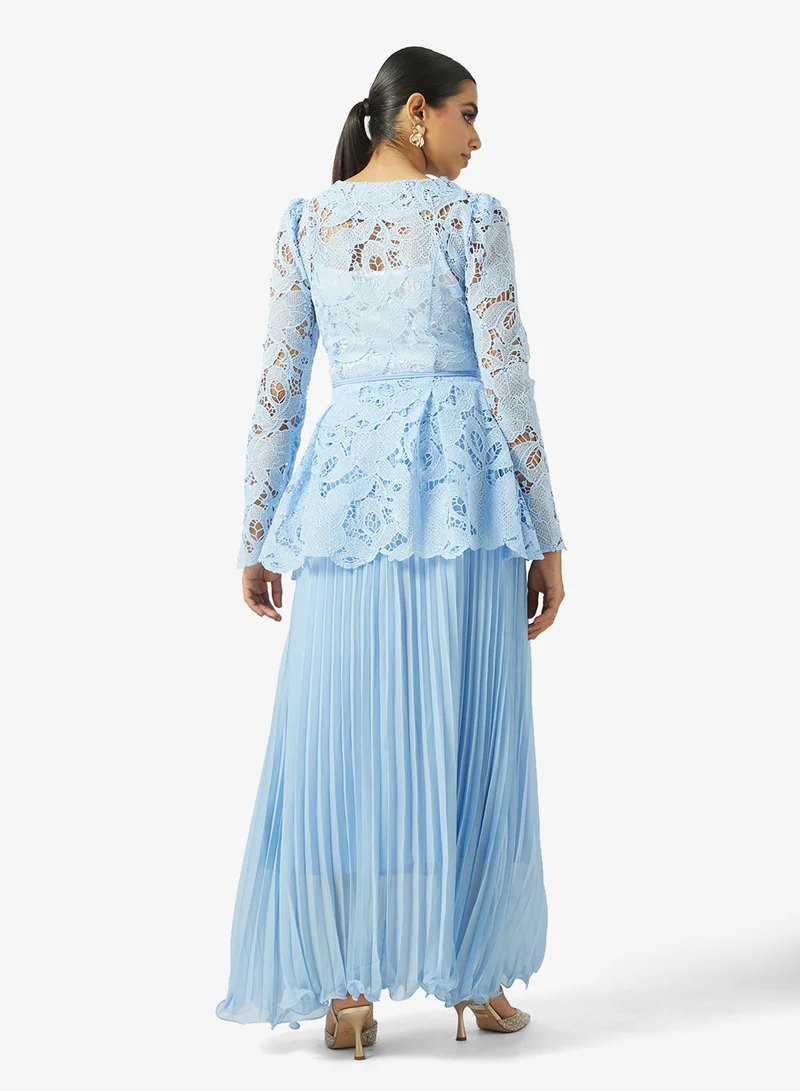 Khizana Lace Peplum Top & Skirt Set